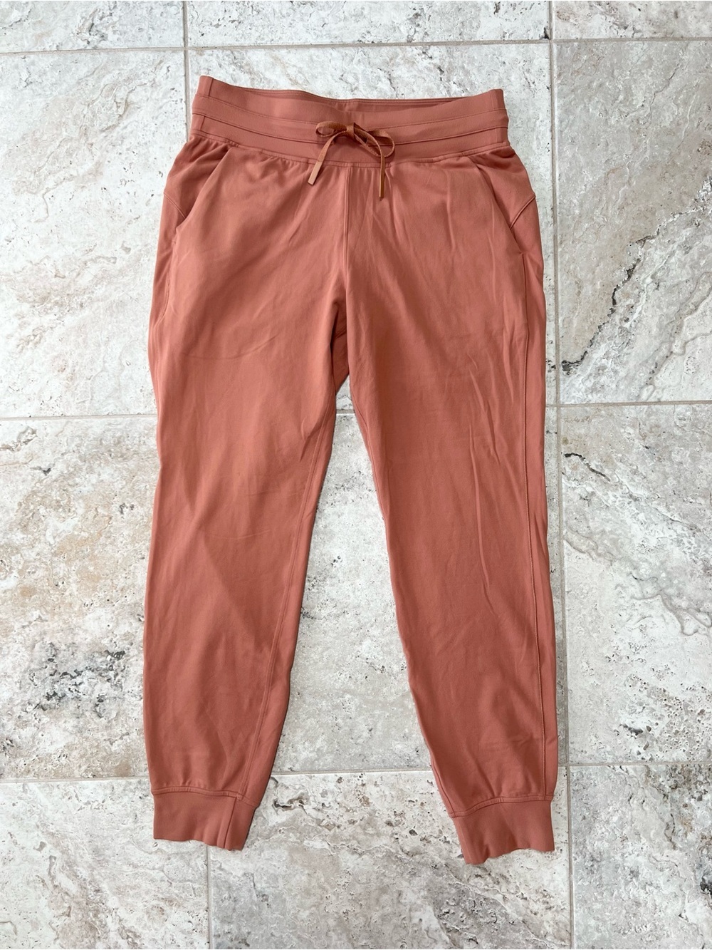 Lululemon Ready to Rulu High Rise Stretch Jogger Pants 29” Orange Pockets, sz 8
